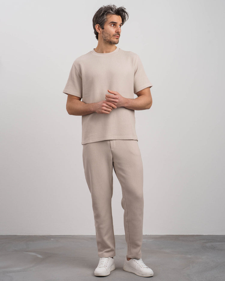 Plissee T-Shirt (Sand)