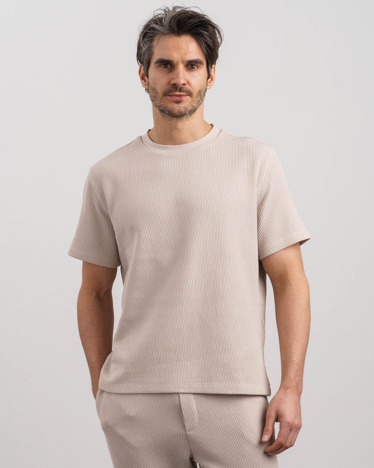 Plissee T-Shirt (Sand)