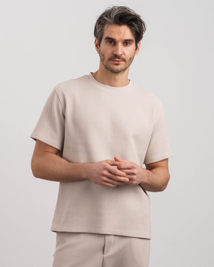 Plissee T-Shirt (Sand)
