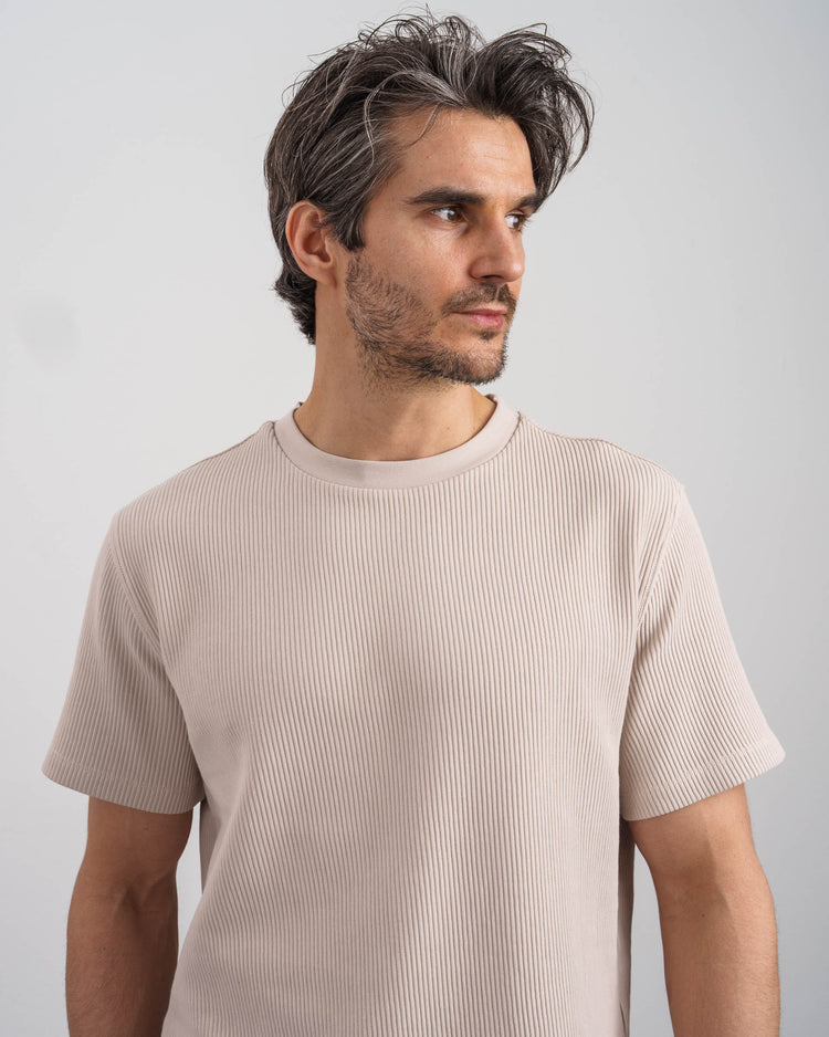 Plissee T-Shirt (Sand)