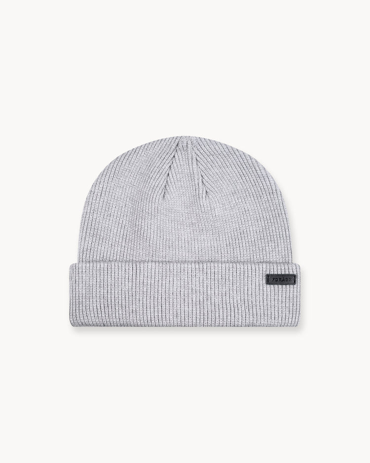 Leather Patch Beanie (grey)