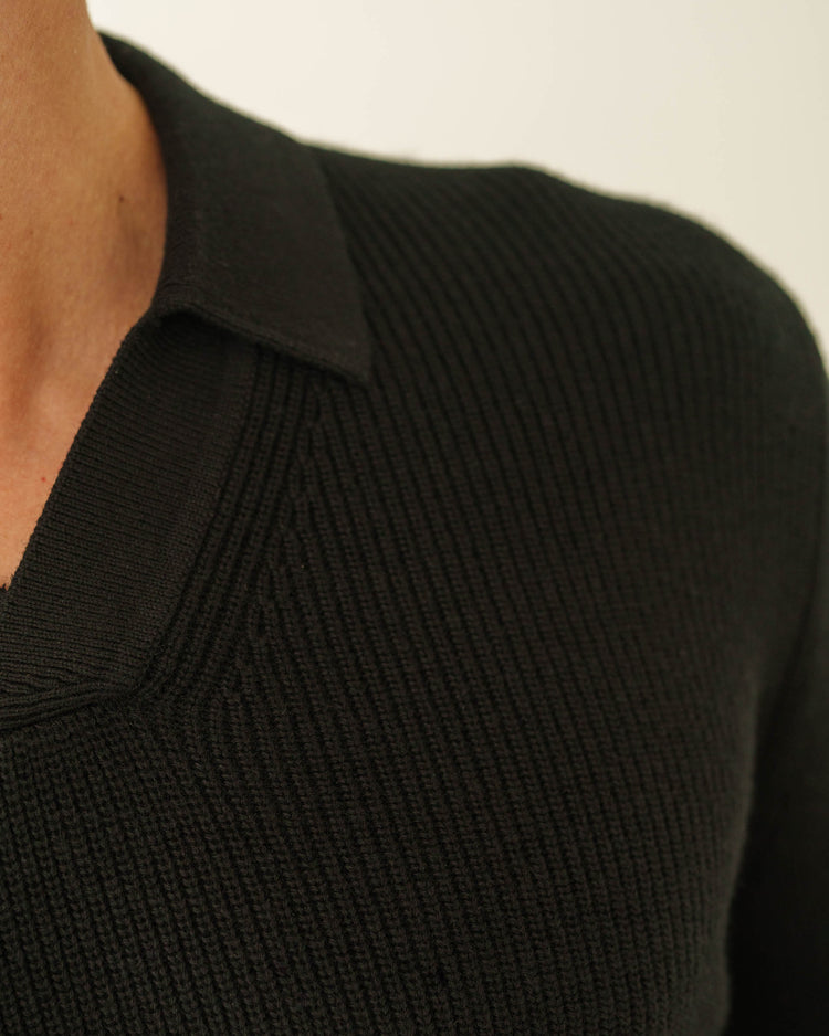 Rib Knit Polo (Black)