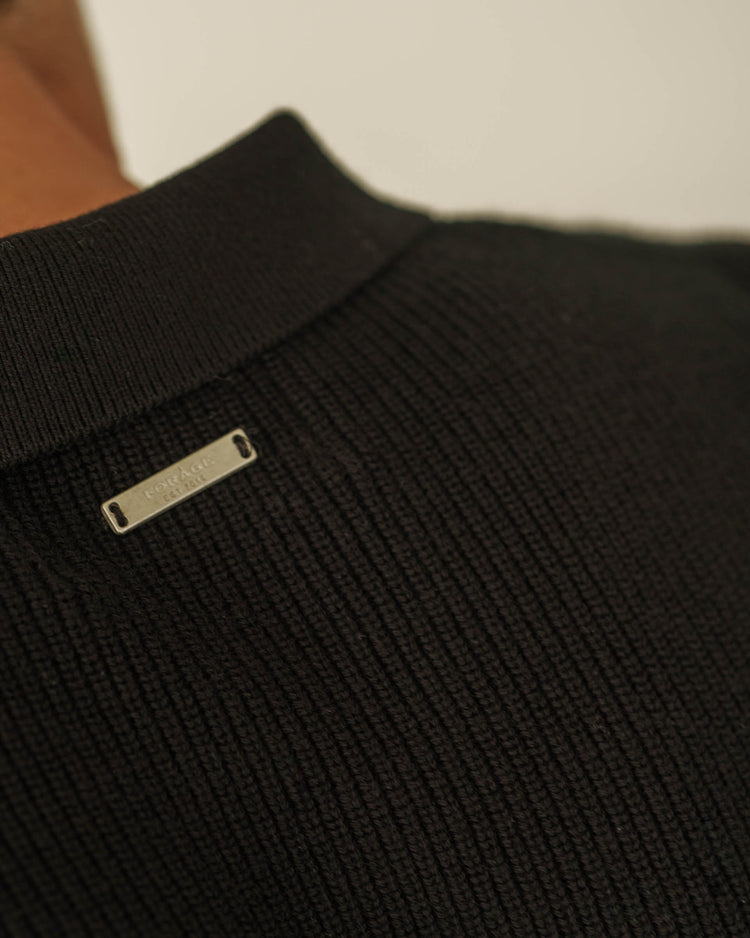 Rib Knit Polo (Black)