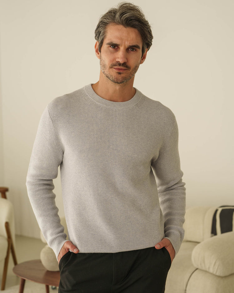 Rib Knit Sweater (Mid Grey)