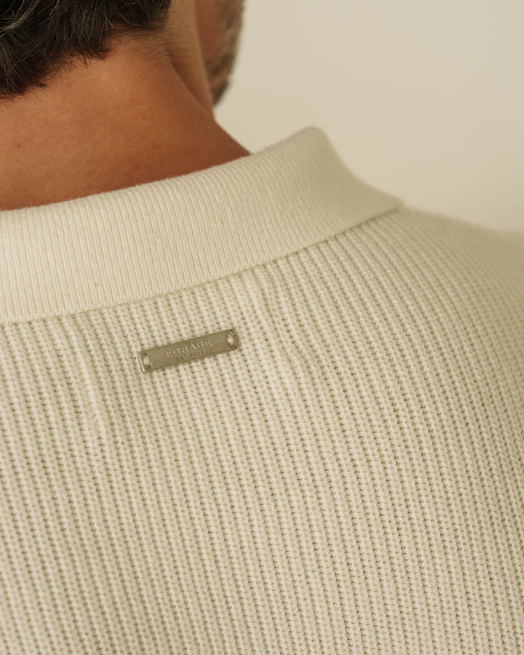 Rib Knit Polo (Off-White)