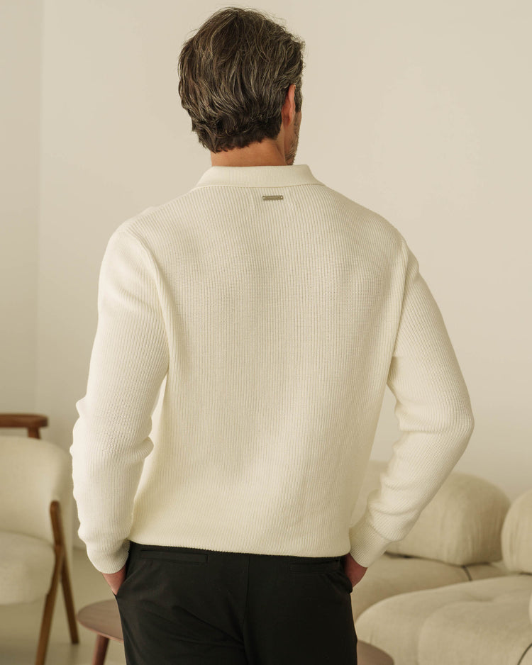 Rib Knit Polo (Off-White)