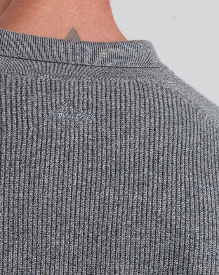 Ribbed Knit Polo (Grey)
