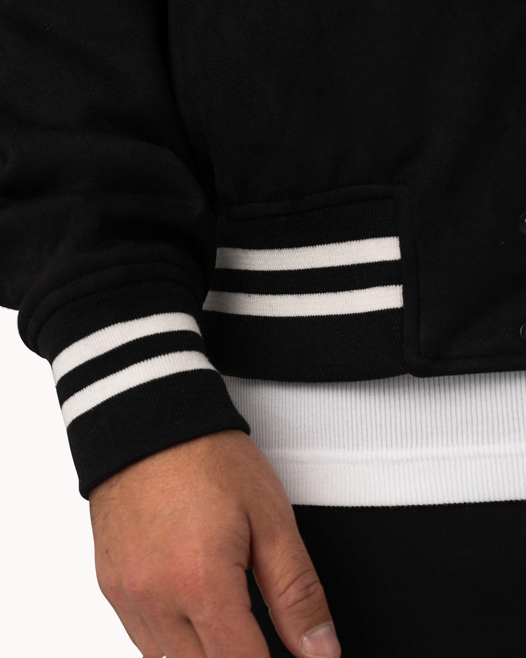 Faux Velour College Jacket (black)