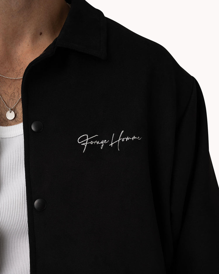 Faux Velour College Jacket (black)