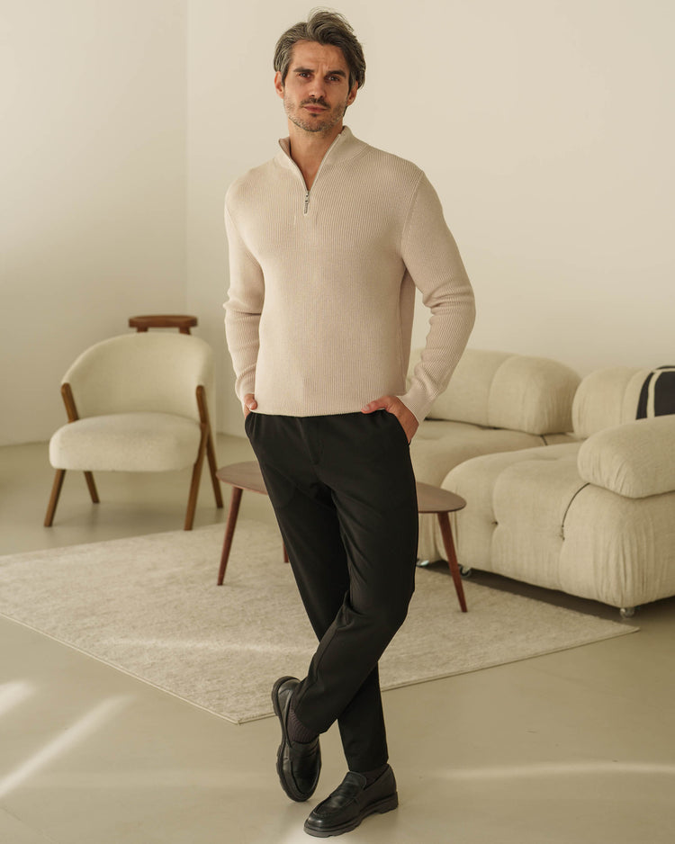 Rib Knit Troyer (Sand)