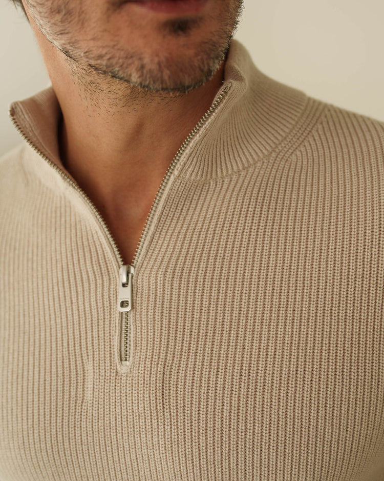 Rib Knit Troyer (Sand)