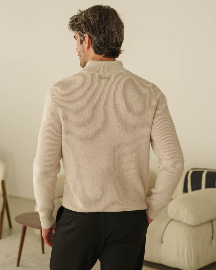 Rib Knit Troyer (Sand)