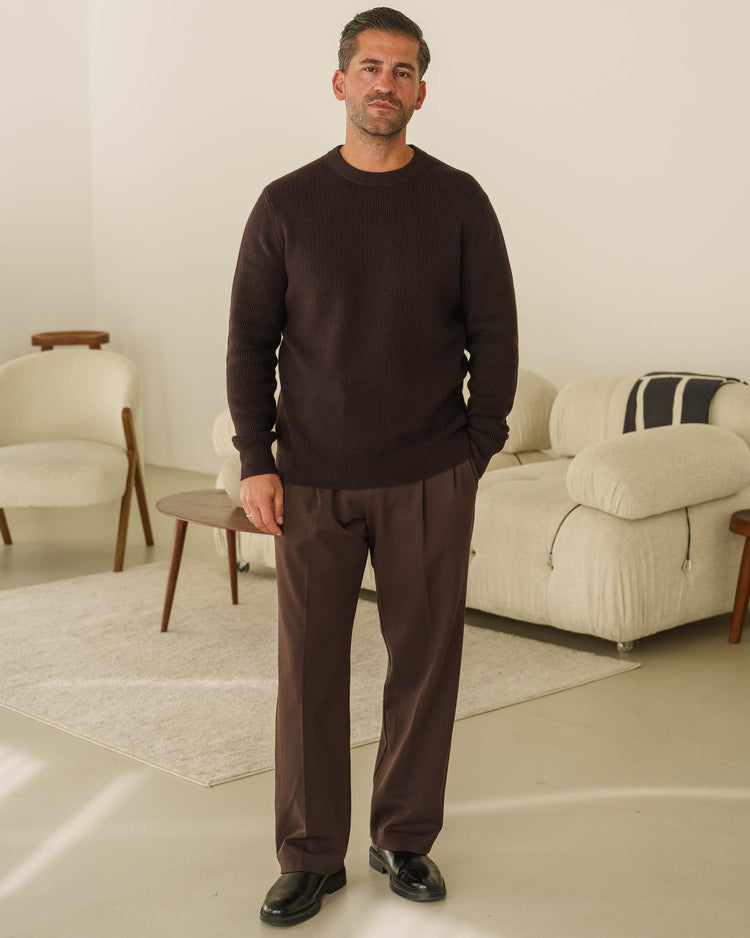 Rib Knit Sweater (Brown)