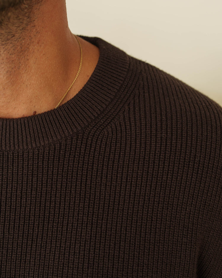Rib Knit Sweater (Brown)