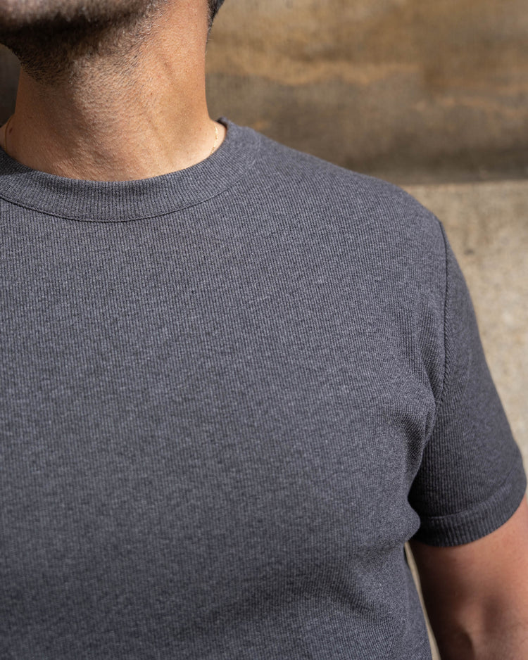 Fine Rib T-Shirt (dark grey melange)
