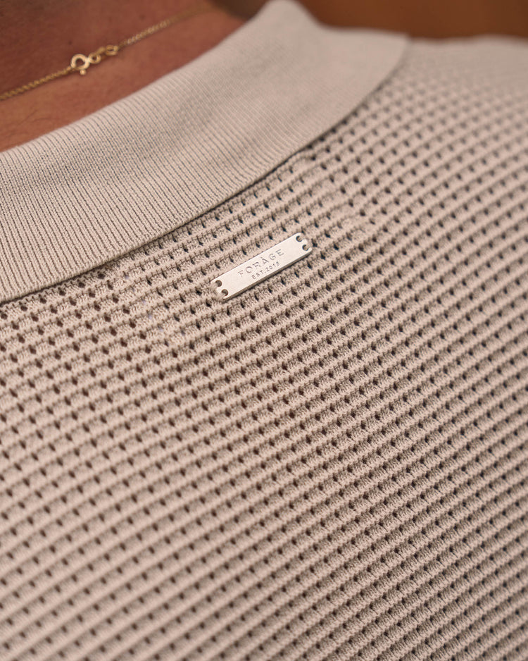 Mesh Knit Short Sleeve Shirt (Sand)