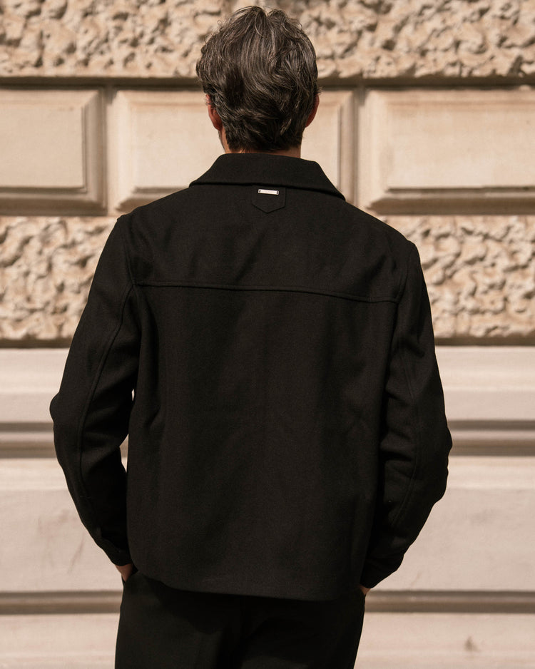 Wool Harrington Jacket (Black)