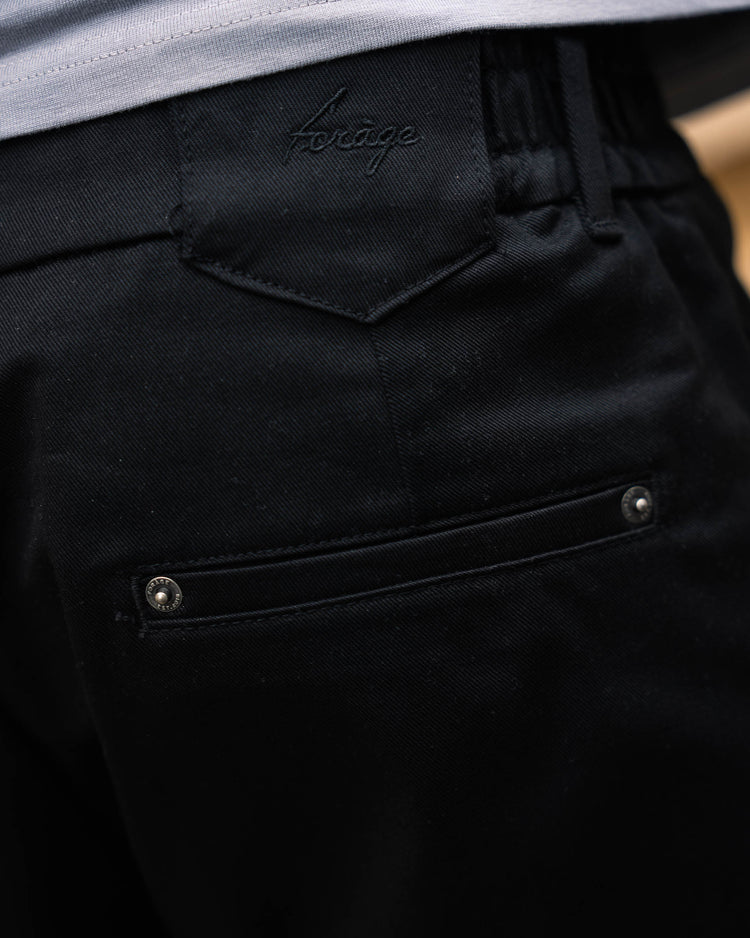 Pleated Denim Shorts (Black)