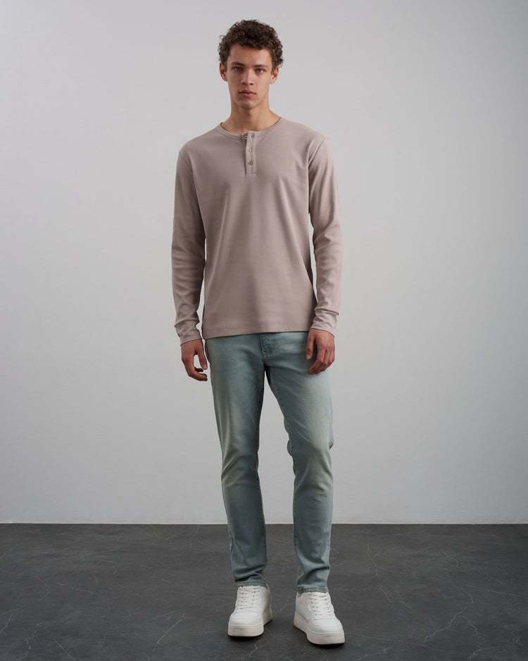 Ribbed Henley Shirt (taupe)