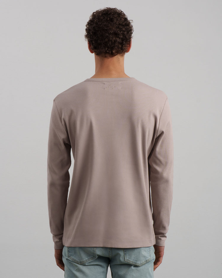 Ribbed Henley Shirt (taupe)