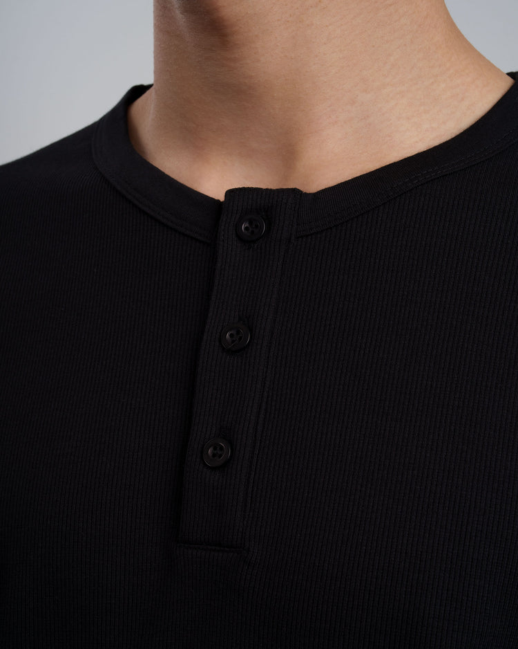 Ribbed Henley Shirt (black)