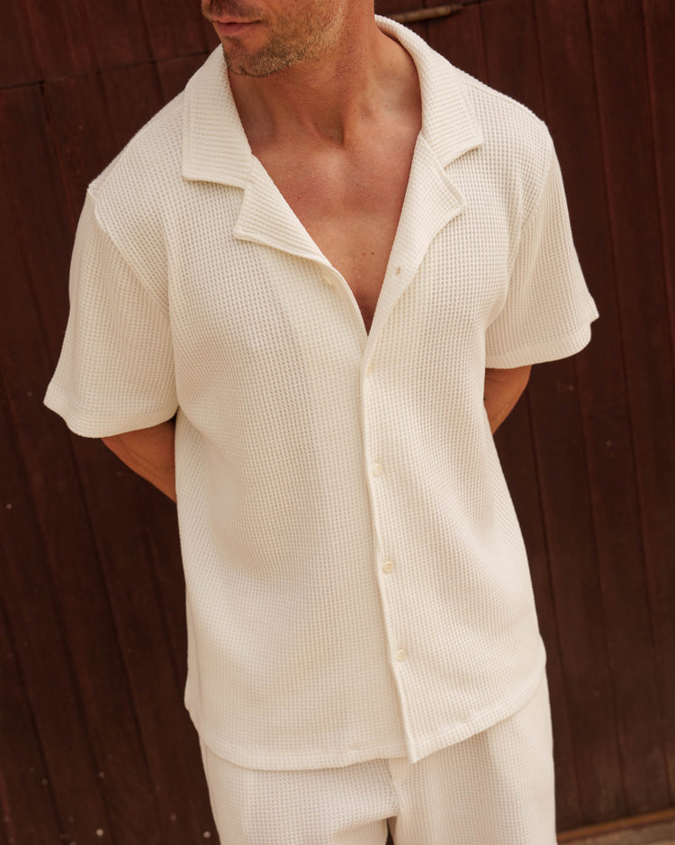 Waffle Short Sleeve Shirt (off-white)