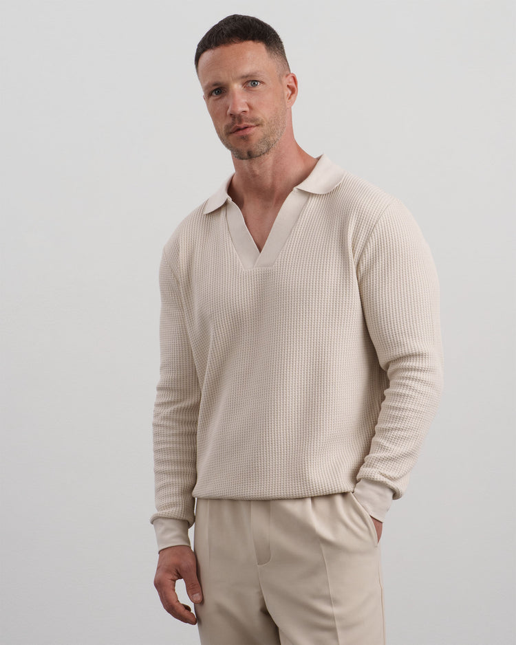 Waffle Polo Longsleeve (sand)