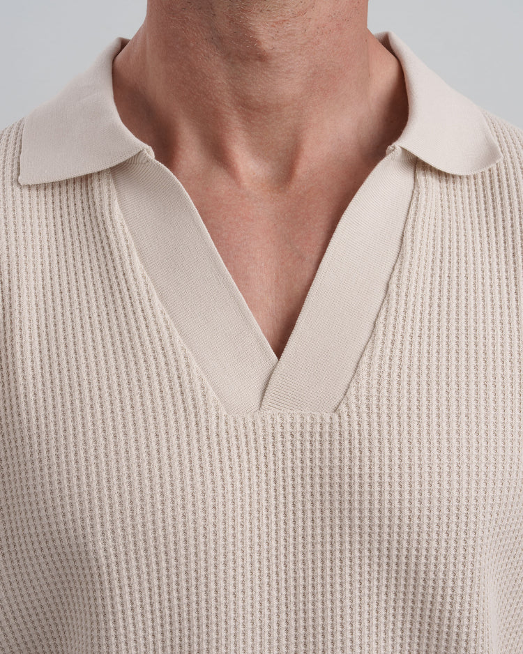 Waffle Polo Longsleeve (sand)