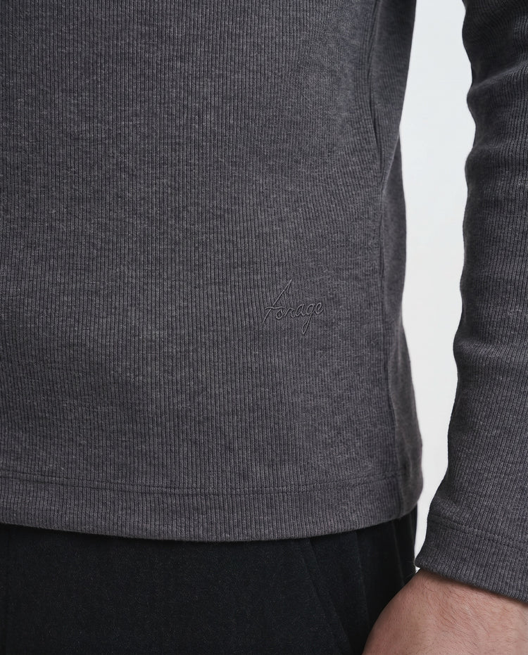 Fine Rib Longsleeve (Dark Grey Melange)