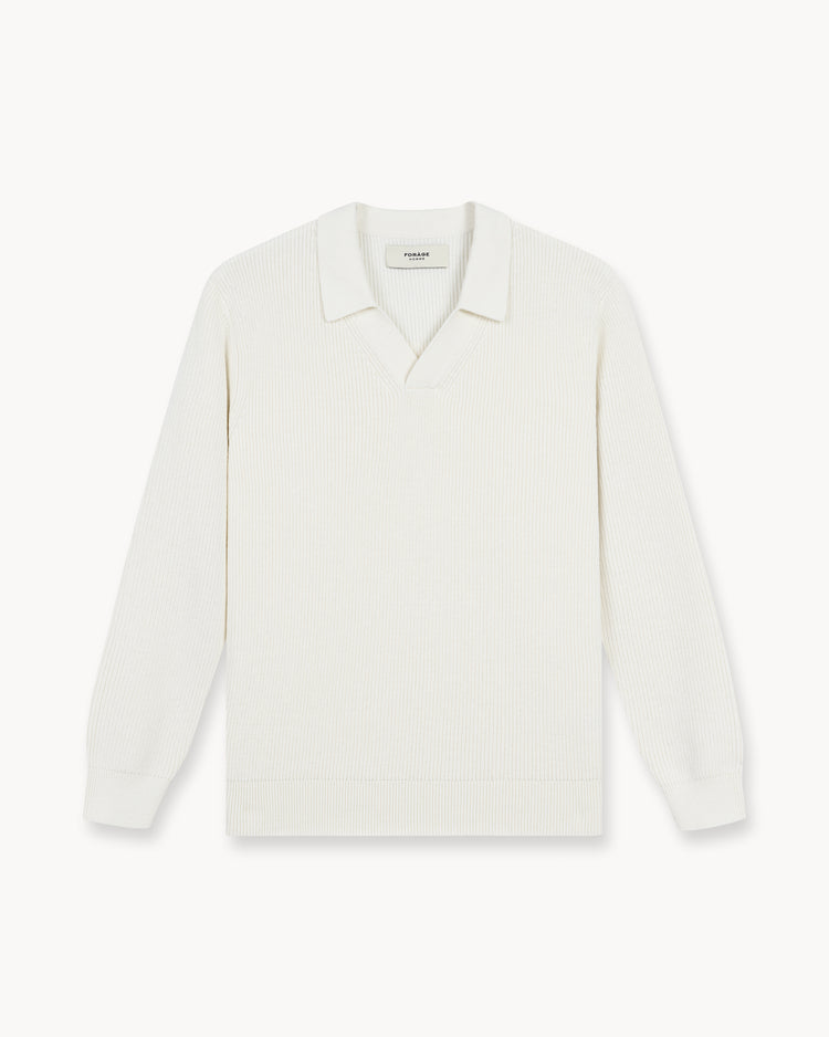 Rib Knit Polo (Off-White)