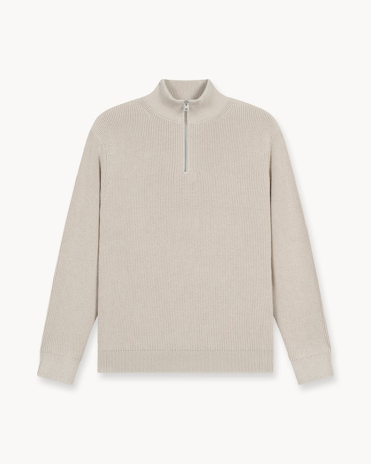 Rib Knit Troyer (Sand)