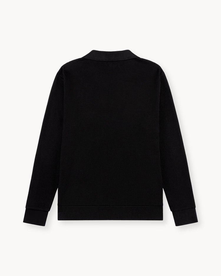 Waffle Polo Long Sleeve (black)