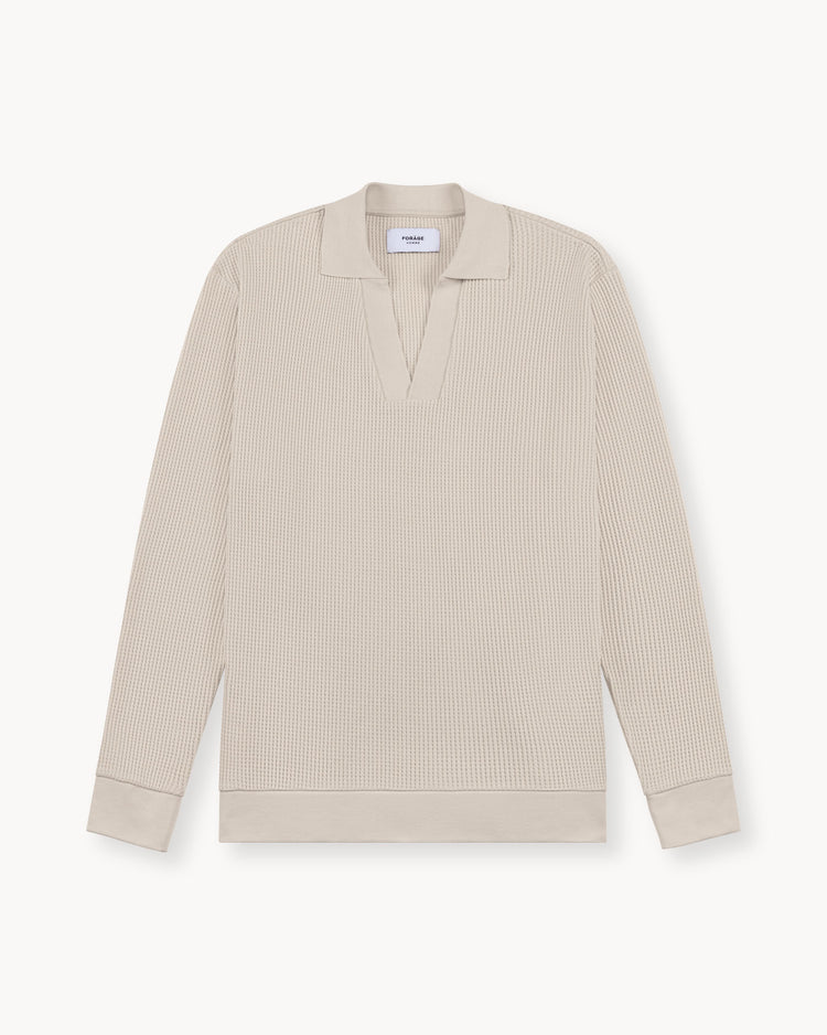 Waffle Polo Longsleeve (sand)