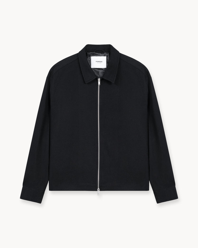 Wool Harrington Jacket (Black)