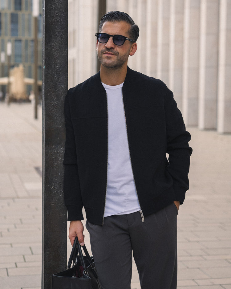Doubleface Wool Bomber Jacket (Black)