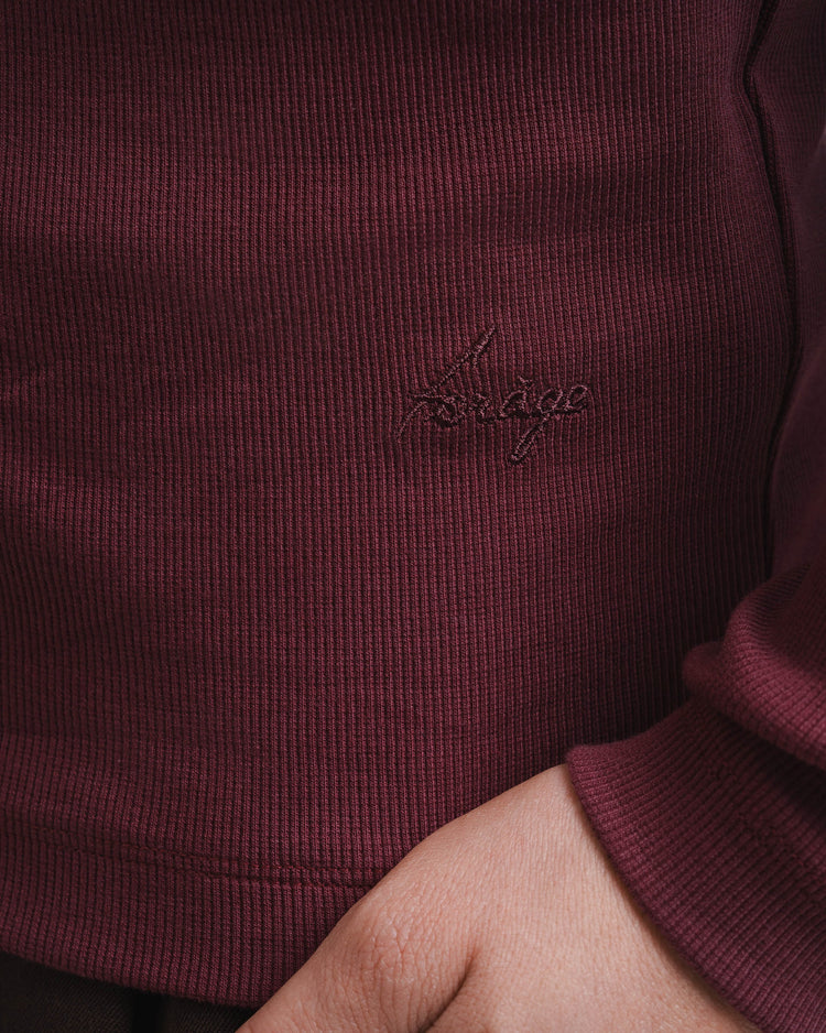Fine Rib Henley Longsleeve (Bordeaux)
