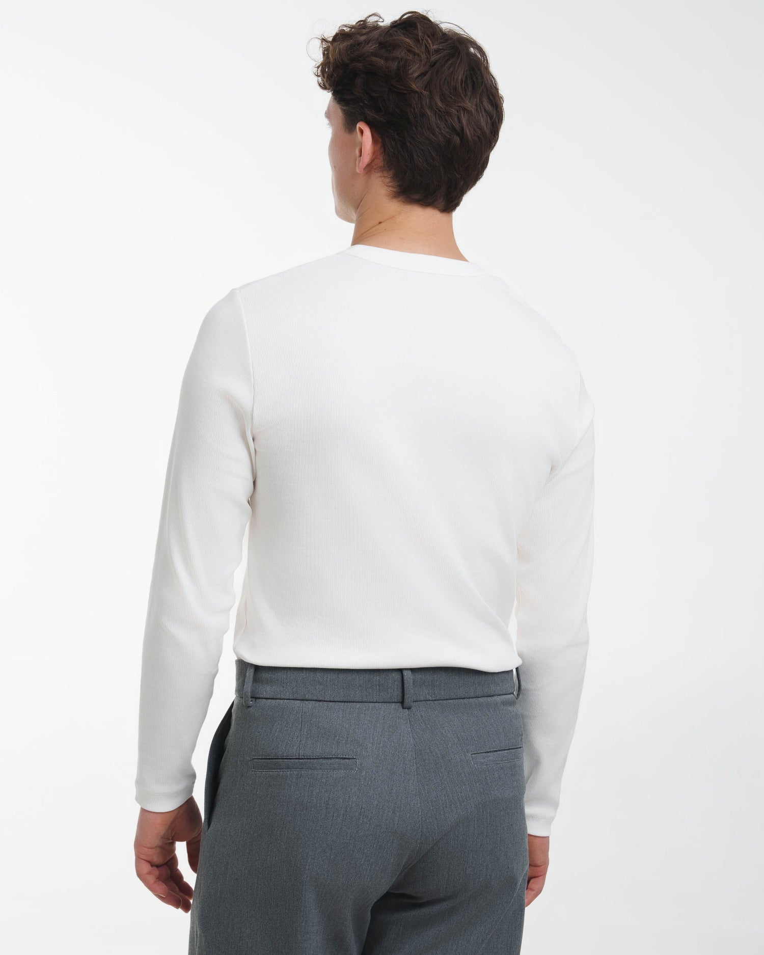 White Ripp Fine Rib Henley Longsleeve Off-White | Herren Henley Langarmshirt Ripp ...