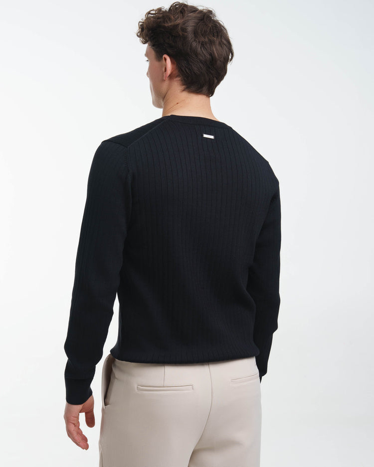 Wide Rib Knit Crewneck (Black)