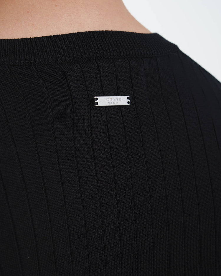Wide Rib Knit Crewneck (Black)
