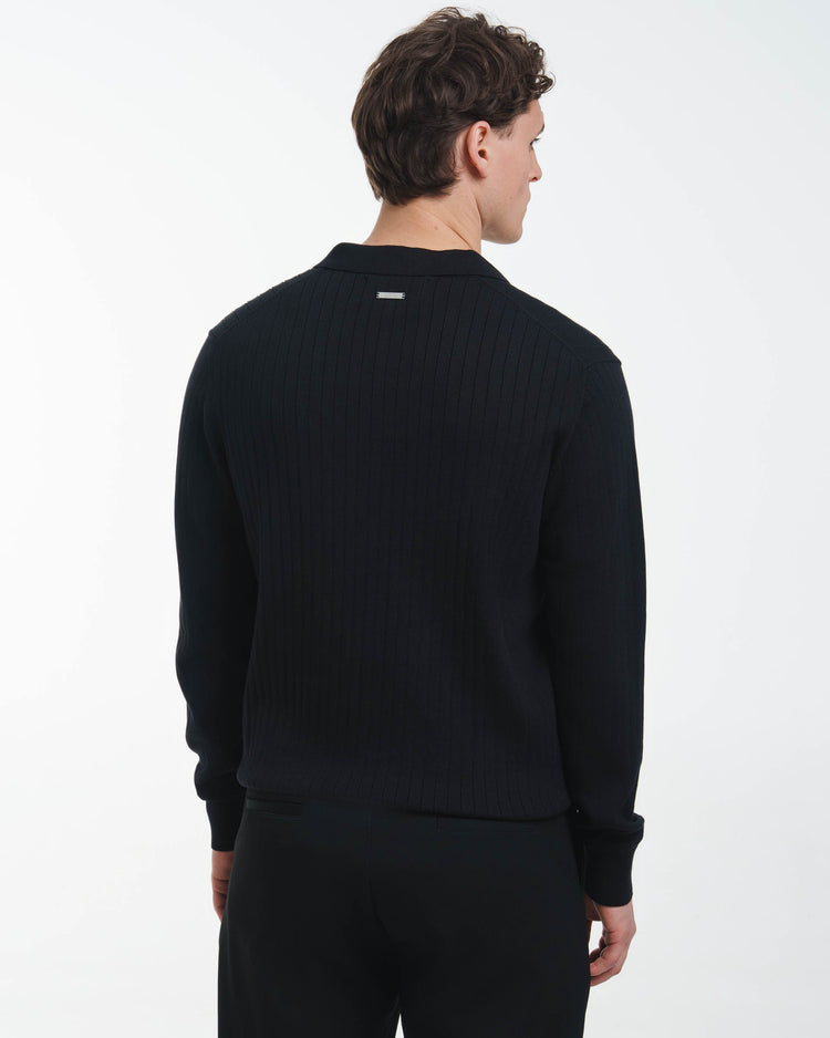 Wide Rib Knit Polo (Black)