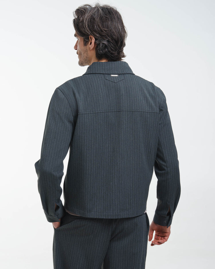 Harrington Jacket (Grey Pinstriped)