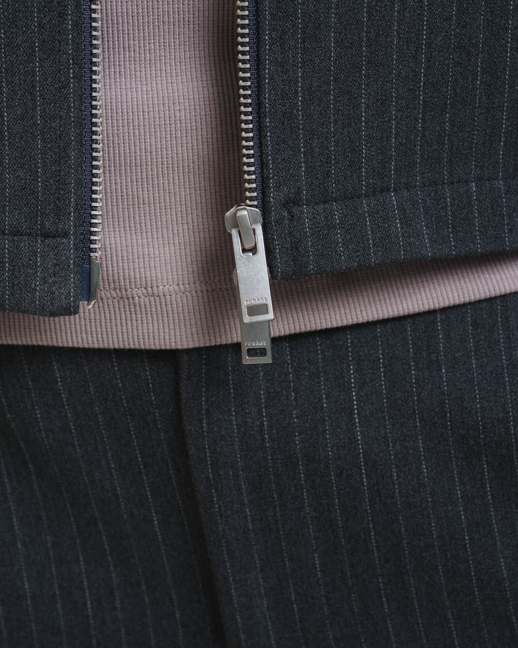 Harrington Jacket (Grey Pinstriped)