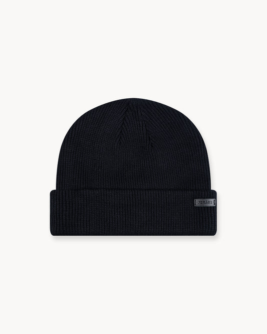 Leather Patch Beanie (black)