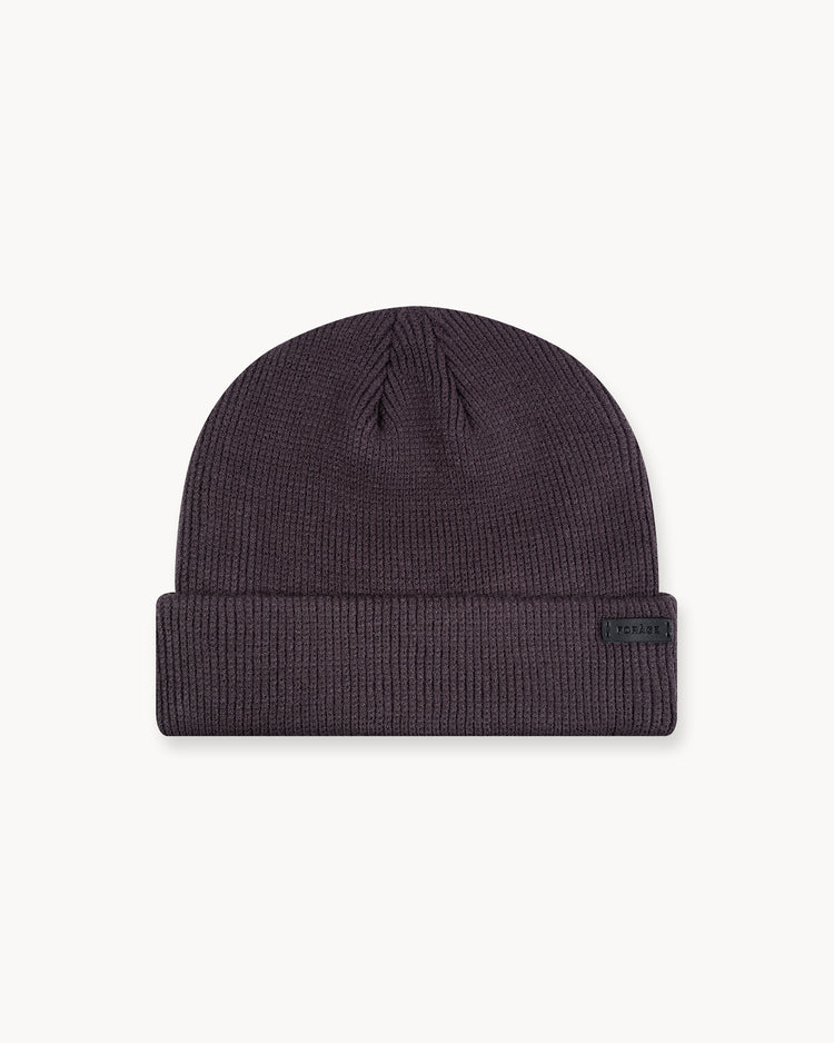 Leather Patch Beanie (brown)