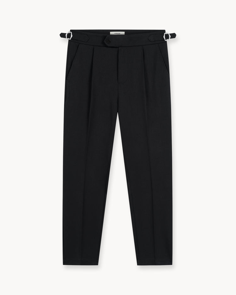Buckle Suit Pants Tapered Fit (Black)