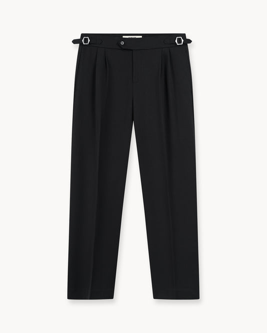 Buckle Suit Trousers Loose Fit (Black)