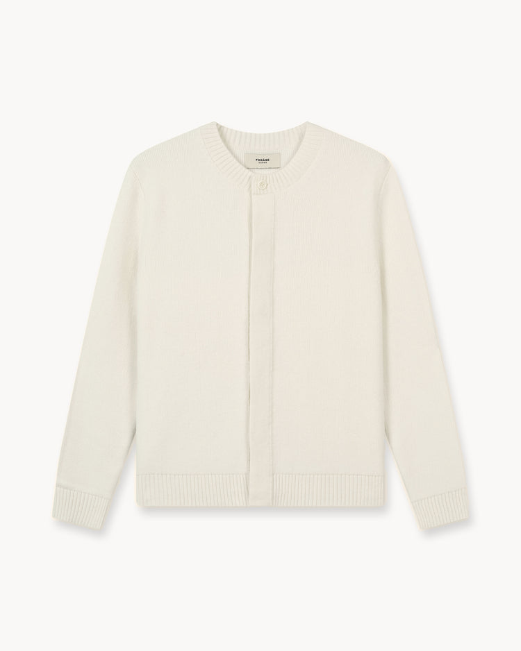 Wool Button Down Knit Cardigan (Off-White)
