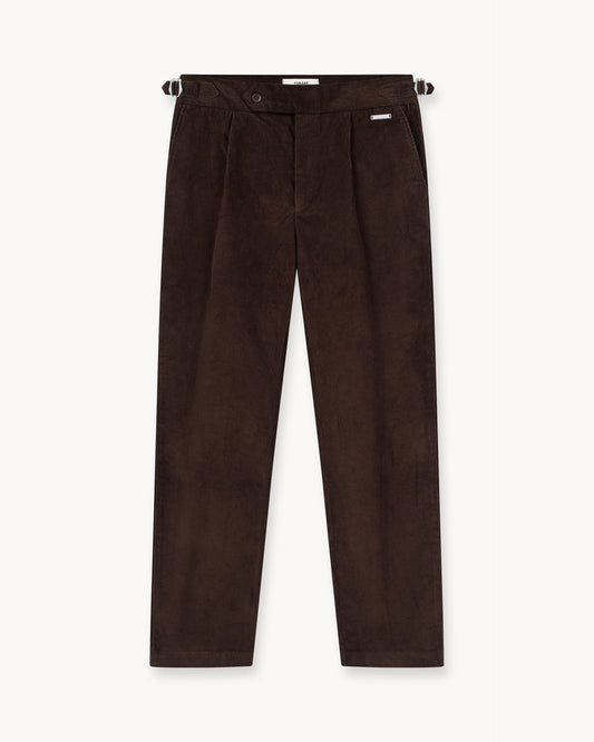 Cord Buckle Pants Regular Fit (Brown)