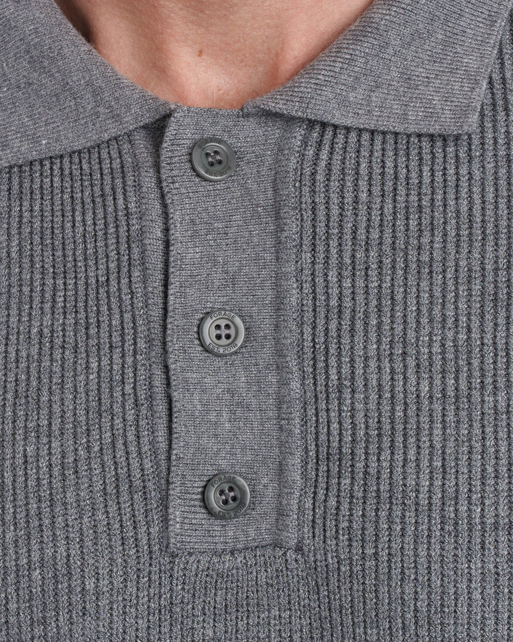 Ribbed Knit Polo (Grey)