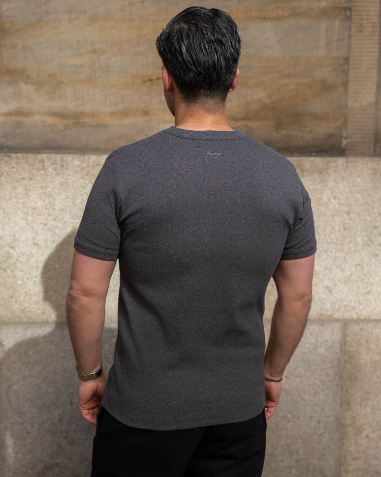 Fine Rib T-Shirt (dark grey melange)